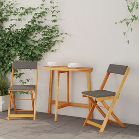 3 Részes Összecsukható Bistro Készlet Párnákkal Szilárd Fa Akác