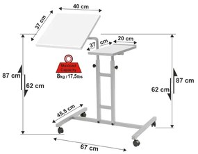 Állítható asztal GLEN 87x67 cm fehér
