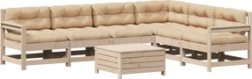 vidaXL 7 részes tömör fenyőfa kerti ülőgarnitúra párnával