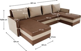 Univerzális ülőgarnitúra, barna/bézs, PAULITA U