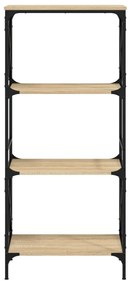 4 szintes sonoma tölgy szerelt fa könyvespolc 59 x 35 x 132 cm