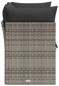2 személyes szürke polyrattan kerti kanapé párnával