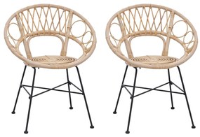 Étkezőszék 2 pcs Természetes 65 x 55,5 x 81 cm Rattan és Vas