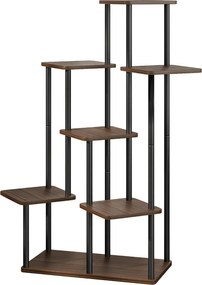 Fém virágállvány, fekete/rusztikus fa, ADITE TYP 2