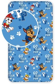 Kék gumis pamut gyerek lepedő 90x200 cm Paw Patrol – Jerry Fabrics