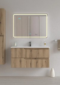 Piramida EURIDIKA fali fürdőszobabútor - műmárvány mosdóval -2 fiókos - PINO TÖLGY - 100 x 48 x 53 cm