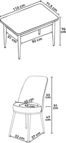 Nil étkezőgarnitúra, fehér-krém, 110 cm