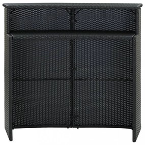 fekete polyrattan kerti bárasztal 120 x 55 x 110 cm
