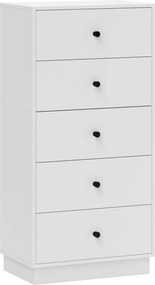 HOMCOM 5 Fiókos Komód Modern Stílusú Tároló Szekrény Fából, 47 x 29 x 95 cm, Fehér | Aosom