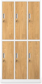 Szociális munkásszekrény fehér/arany tölgy: Eco Design 6 ajtós IGOR