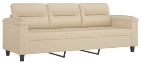 vidaXL 3 részes krémszínű mikroszálas szövet ülőgarnitúra párnával