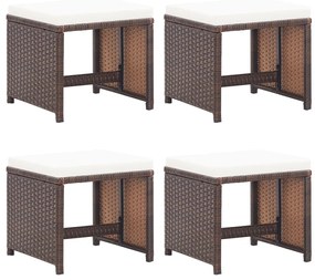 vidaXL 4 db barna polyrattan kerti szék párnákkal