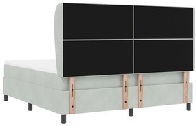 Boxspring Ágy Matracal - Világosszürke, 180x200 cm, Bársony