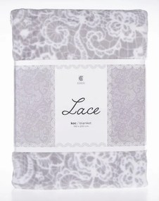 Mikroszálas takaró Lace 150x200 világosszürke csipke mintás