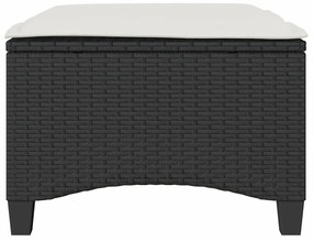 2 db fekete polirattan kerti székek párnákkal 55x55x36 cm