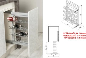 Cargo szekrény 40 Króm Boros tandem blum teljes oldalsó kihúzás Jobb