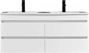 Cube 120 alsó fürdőszobabútor kerámia mosdóval 2 fiókos, magasfényű festett fehér