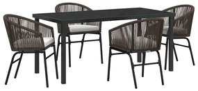 vidaXL Kert étkező szett 5 pcs Barna Porszórt acél