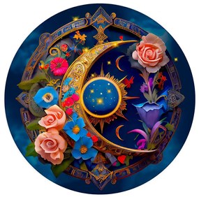 Virágos hold fa puzzle