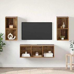 TV Szekrény Szett 3 pcs Régi fa 37 x 37 x 107 cm Faanyag