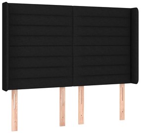 fekete szövet LED-es fejtámla 147x16x118/128 cm