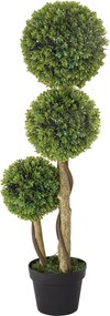 HOMCOM Nagy Műanyag Boxwood 90 cm, UV-védett Művirág, Műnövény, Műanyag Műnövények Cserépben, Élethű Műnövény a Nappalihoz, Hálószobához, Irodához Mod
