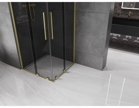 Mexen Velar Duo, zuhanykabin tolóajtóval 90 x 90 cm, 8mm szürke üveg, arany matt, 871-090-090-42-55