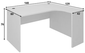 SimpleOffice ergonomikus asztal 140 x 120 cm, jobb, nyír