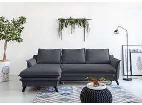 Charming Charlie antracit kinyitható sarokkanapé, bal oldali - Miuform