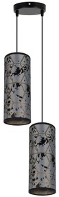 Csillár zsinóron AVALO 2xE27/60W/230V á. 20 cm szürke/fekete