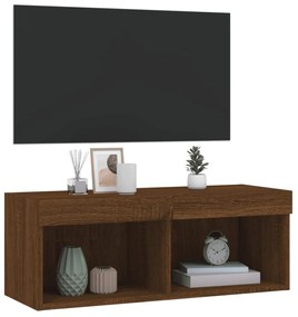 barna tölgy színű TV-szekrény LED-világítással 80 x 30 x 30 cm