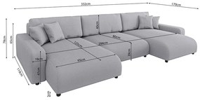 Világosszürke kordbársony kinyitható tárolóhelyes sarokkanapé Sara – Ropez