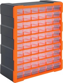 DURHAND Kisebb Alkatrész Szervező Tároló Doboz 60 Rekesszel Narancs W38 x D16 x H47,5 cm | Aosom