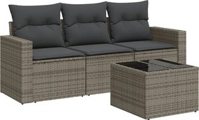 vidaXL 4 részes szürke polyrattan kerti ülőgarnitúra párnákkal