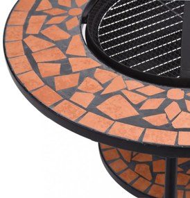 terrakotta kerámia mozaik tűztál asztallal 68 cm