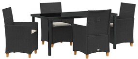 vidaXL Kert étkező szett 5 pcs Fekete polirattan