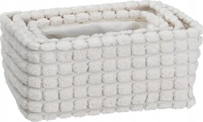 Krémkockás Bársony Tárolókosár Szett (3 db)