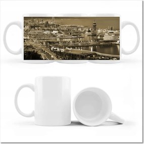 Barcelona fényképes bögre Éjszakai tájkép