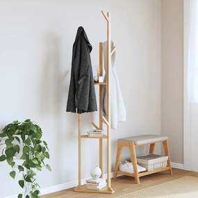 kabátállvány kampókkal és polcokkal bambusz 39x33x166cm bambusz
