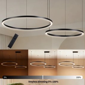 Brilagi - PORTOFINO kábellel függesztett, fényerőszabályozható LED csillár LED/98W/230V fekete + távirányító