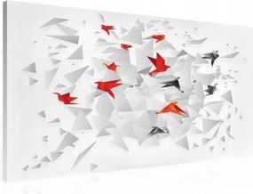 Vászonkép 80x60 Dinamika mozgás repülés fragmentáció geometria absztrakt fehér madarak