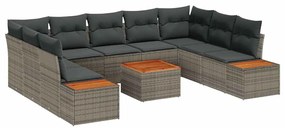 Kerti Kanapé Szett 6 pcs Szürke 289 x 209 x 85 cm Poli rattan