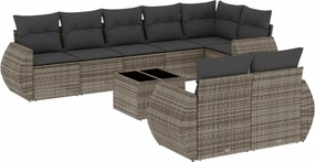 vidaXL 9 részes szürke polyrattan kerti ülőgarnitúra párnákkal