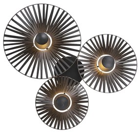 Rusztikus mennyezeti lámpa fekete 3 lámpás - Leia