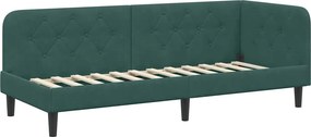 vidaXL Sarokágy keret fejtámlával Sötétzöld 80 x 200 cm Bársony