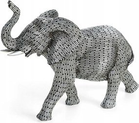 Poliészter műgyanta figura Elefánt 27 x 10 x 21 cm ezüst