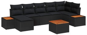 vidaXL Kerti Kanapé Szett párnával 8 pcs Fekete polirattan