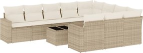 vidaXL 11 részes bézs polyrattan kerti ülőgarnitúra párnákkal
