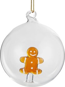 HANG ON  üveg karácsonyfadísz Ø 9cm ,mézeskalács figura