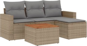 vidaXL 5 részes bézs polyrattan kerti ülőgarnitúra párnákkal